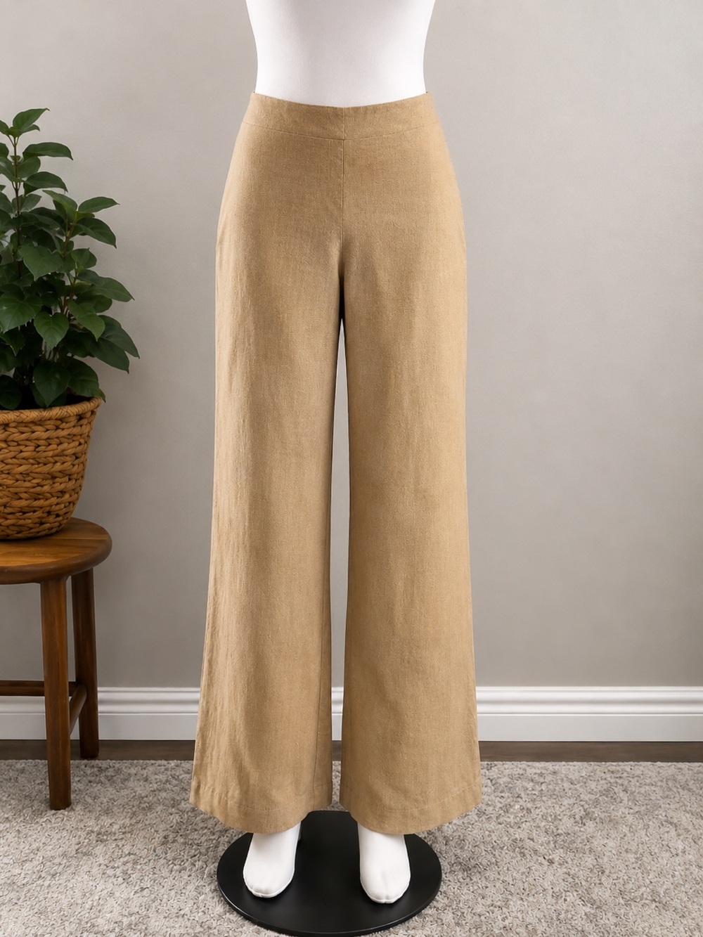 Talbots Signature  wool Size 6 Petite Tan Lined Career Pants Flat Front Side Zip